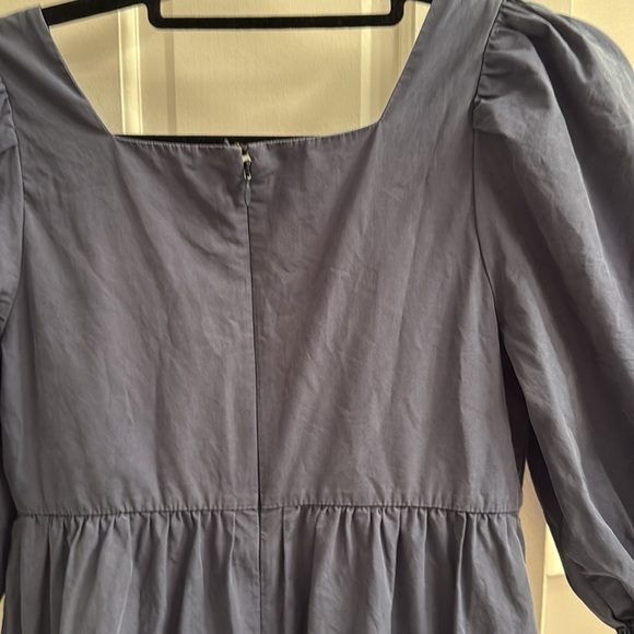 Madewell Lizzie Tiered Cotton Poplin Mini Dress Puff Sleeve Babydoll Twilight - Picture 7 of 8